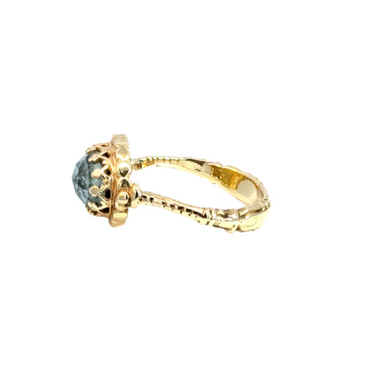 14K Yellow Gold Moonstone Ring – Ornate Vintage Setting