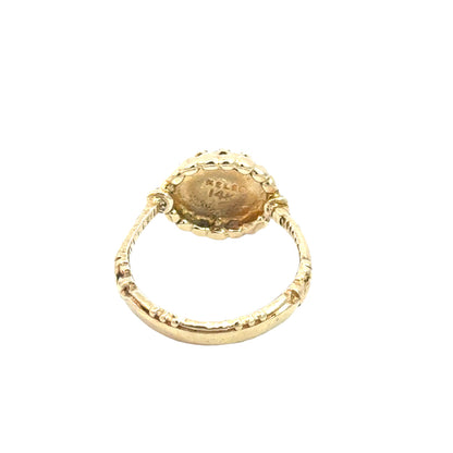 14K Yellow Gold Moonstone Ring – Ornate Vintage Setting