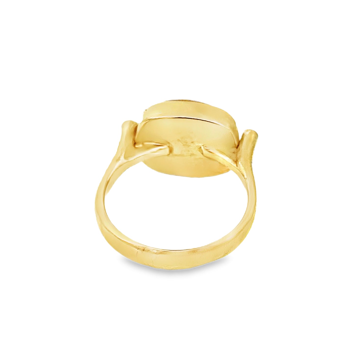 18K Gold Bezel-Set Orange Chalcedony Ring with Side Diamonds