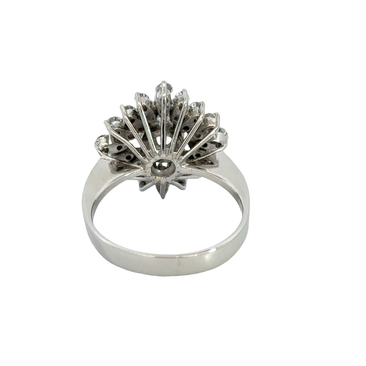 Antique Platinum Diamond Flower Ring – Vintage 1940s Floral Cluster