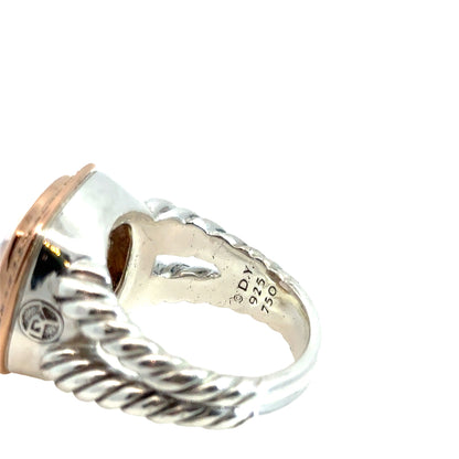 David Yurman 18K Rose Gold/Silver Albion Collection Ring with Morganite and Diamonds