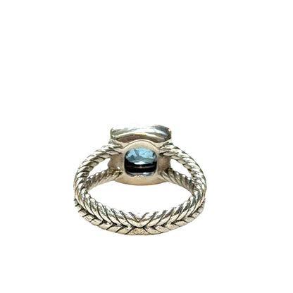 David Yurman Sterling Silver Albion Blue Topaz & Diamond Ring
