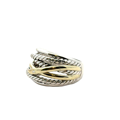 David Yurman 14K Gold/Sterling Silver Seven-Row Cable Band Ring