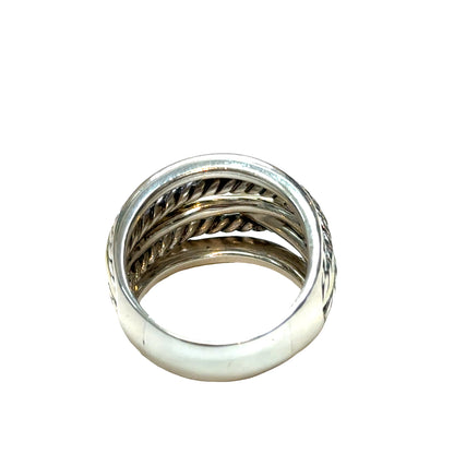 David Yurman 14K Gold/Sterling Silver Seven-Row Cable Band Ring