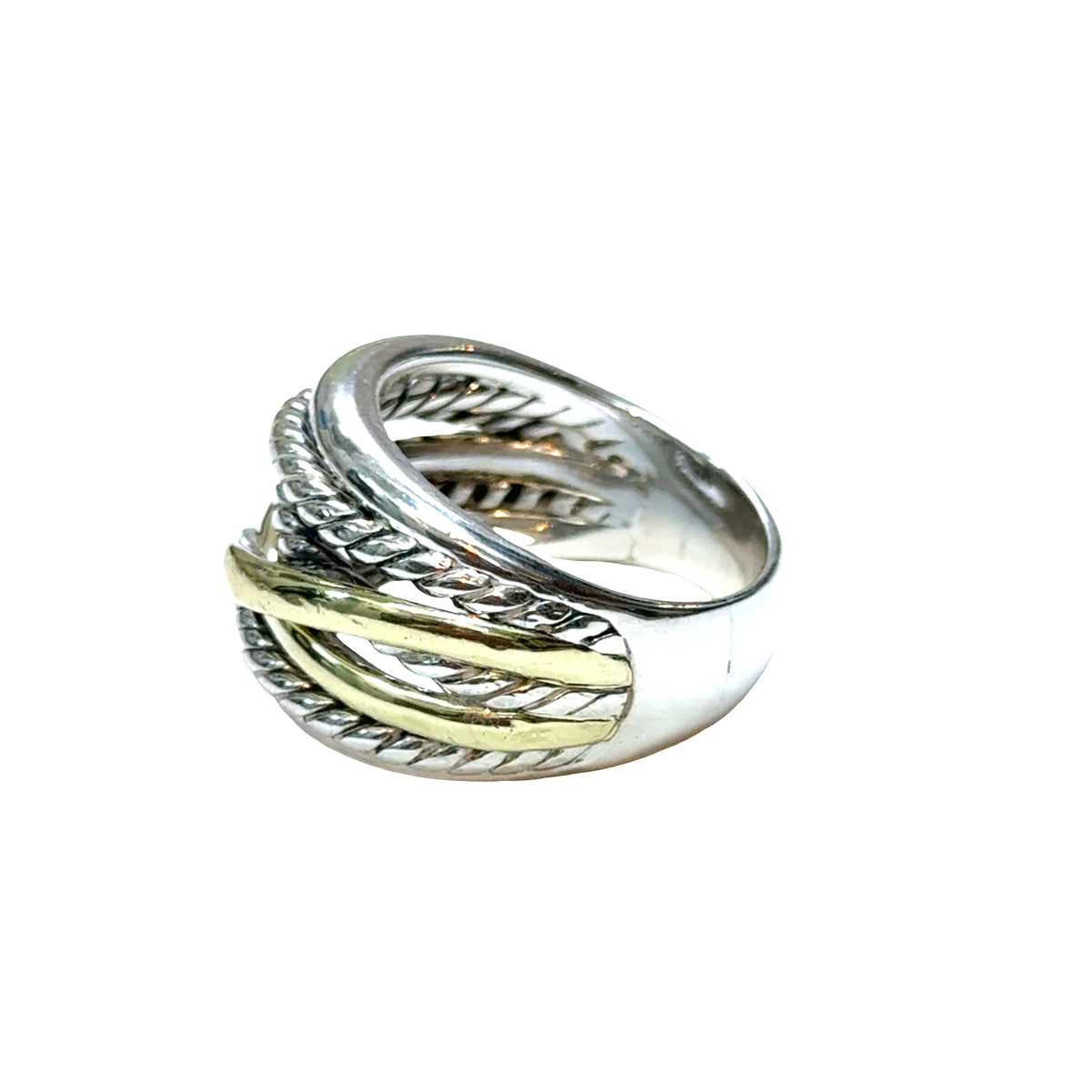David Yurman 14K Gold/Sterling Silver Seven-Row Cable Band Ring