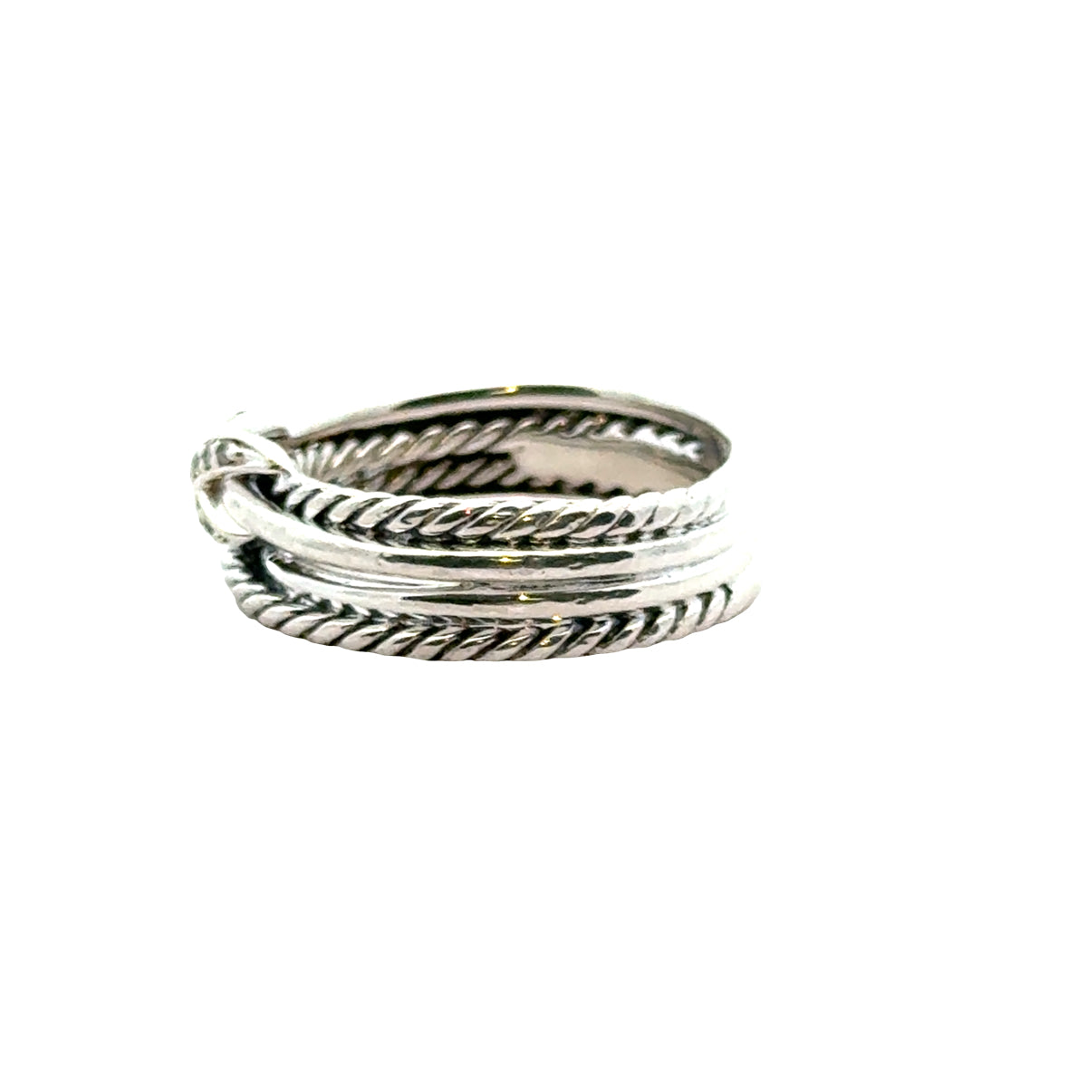 David Yurman Sterling Silver X Crossover Cable Ring with Pavé Diamonds