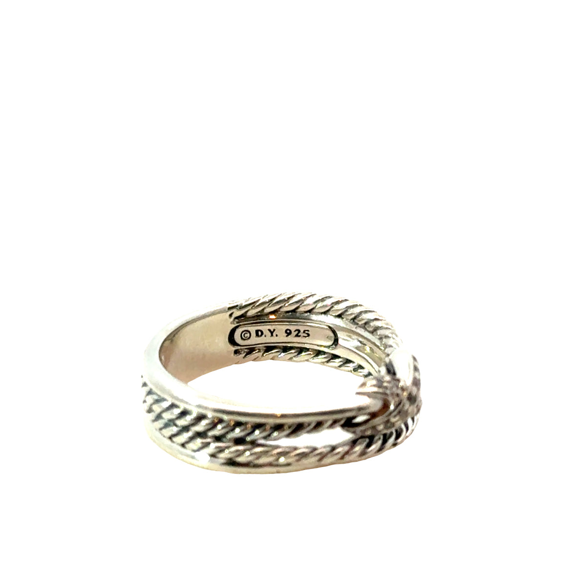 David Yurman Sterling Silver X Crossover Cable Ring with Pavé Diamonds