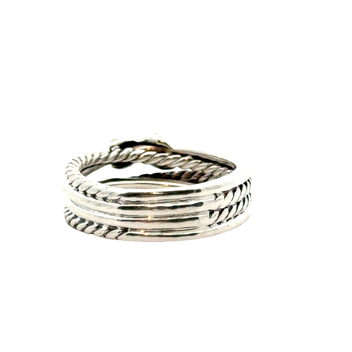David Yurman Sterling Silver X Crossover Cable Ring with Pavé Diamonds