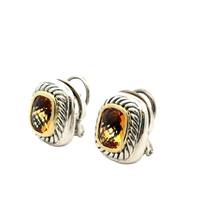 David Yurman Cable Classic Citrine & Two-Tone Clip Earrings