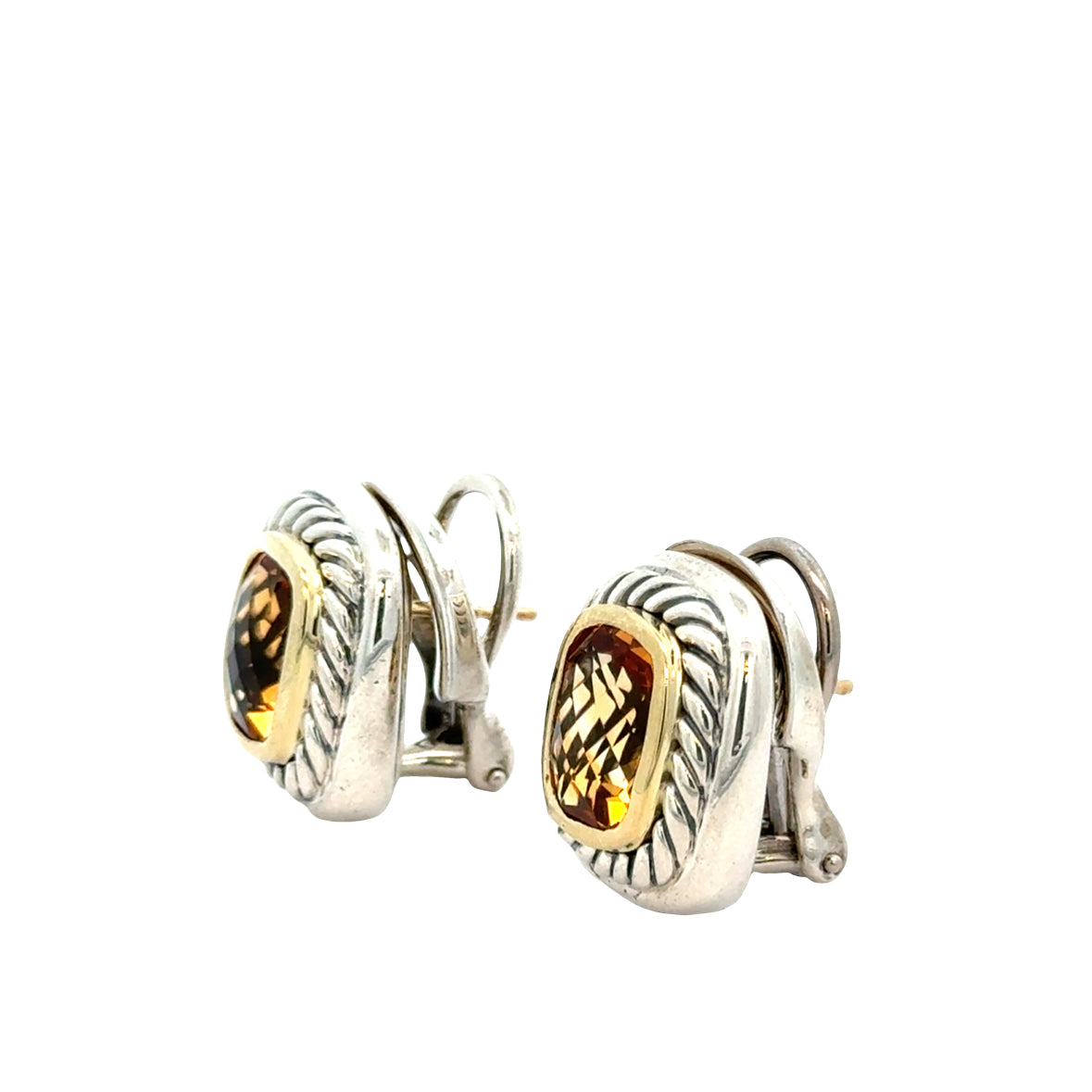 David Yurman Cable Classic Citrine & Two-Tone Clip Earrings