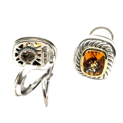 David Yurman Cable Classic Citrine & Two-Tone Clip Earrings