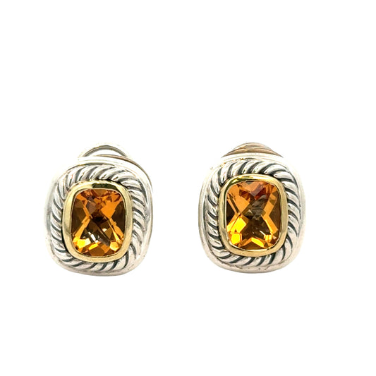 David Yurman Cable Classic Citrine & Two-Tone Clip Earrings