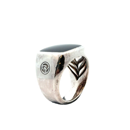 David Yurman Men’s Black Onyx Signet Ring – Sterling Silver