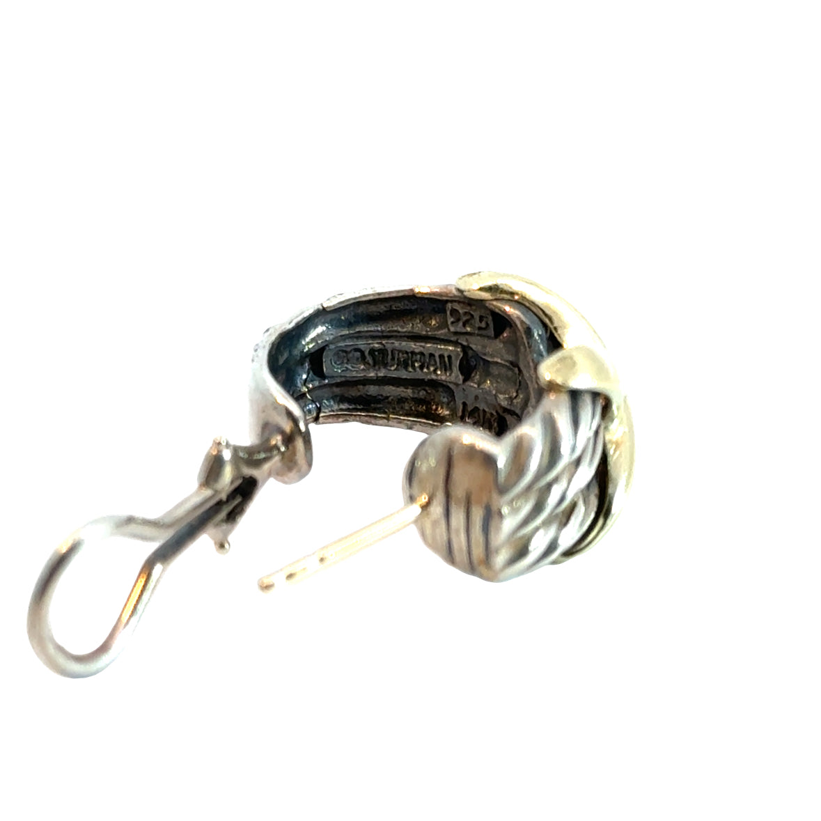 David Yurman Two-Tone Cable X Hoop Earrings in Sterling Silver & 14K Gold