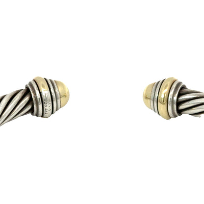Estate David Yurman Silver & Gold Cable Bangle Bracelet 6.25”