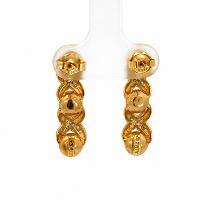 14K Two-Tone Gold Pearl & Diamond Drop Earrings