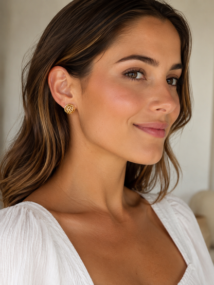 14K Yellow Gold Knot Stud Earrings