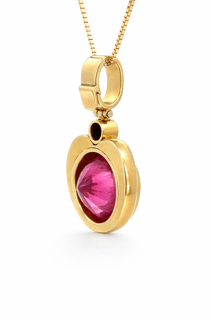 Ruby Heart Pendant with Diamond Accent 18K Yellow