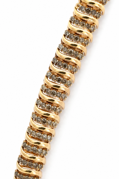 Vintage 1980’s Yellow Gold Diamond S-Link Bracelet