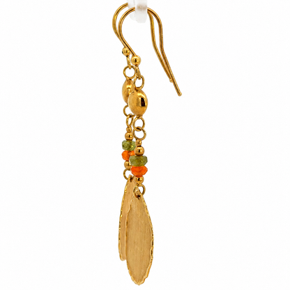 Italian 14K Yellow Gold Gemstone Teardrop Earrings