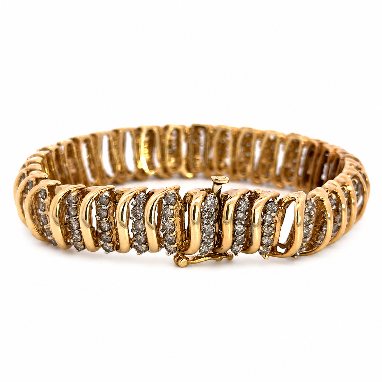 Vintage 1980’s Yellow Gold Diamond S-Link Bracelet