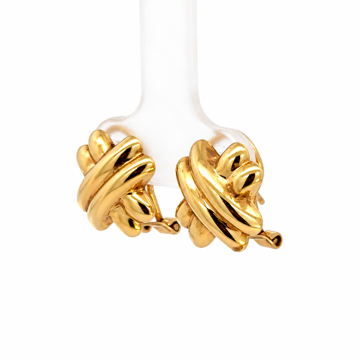 14K Yellow Gold X-Shape French Clip Earrings