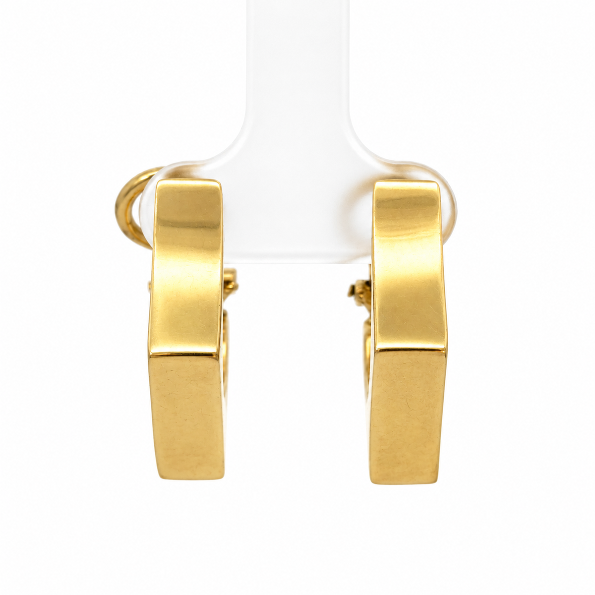 14K Yellow Gold Angular Hoop Earrings with French Clips