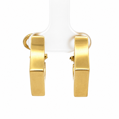 14K Yellow Gold Angular Hoop Earrings with French Clips