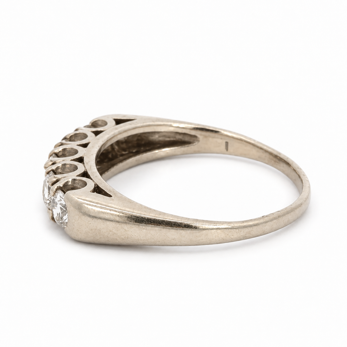 Vintage Estate 14K White Gold Five-Diamond Ring