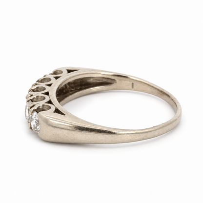 Vintage Estate 14K White Gold Five-Diamond Ring
