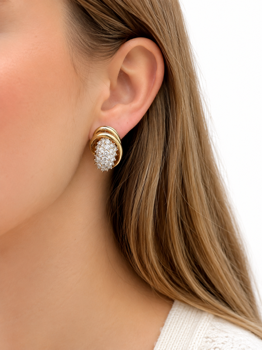 Jose Hess Sculptural Diamond Earrings in 14K Yellow Gold