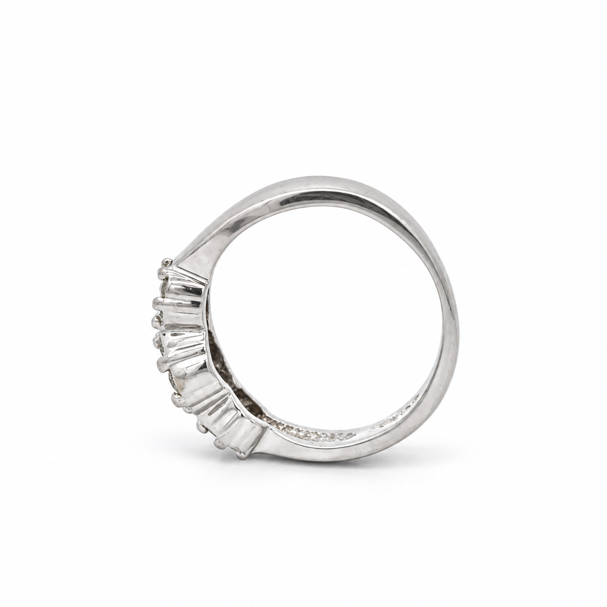 14K White Gold Three-Cluster Diamond Ring
