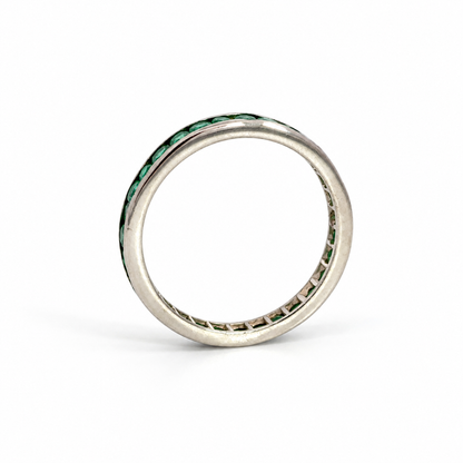 14K White Gold Channel-Set Emerald Ring