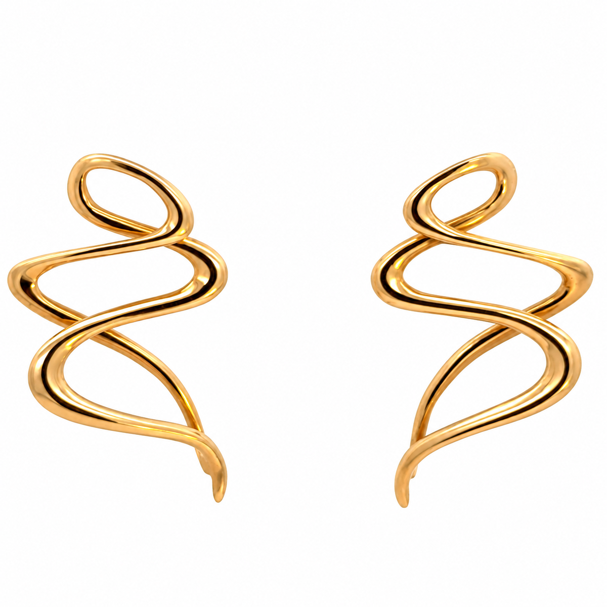 14K Yellow Gold Sculptural Ribbon Earrings