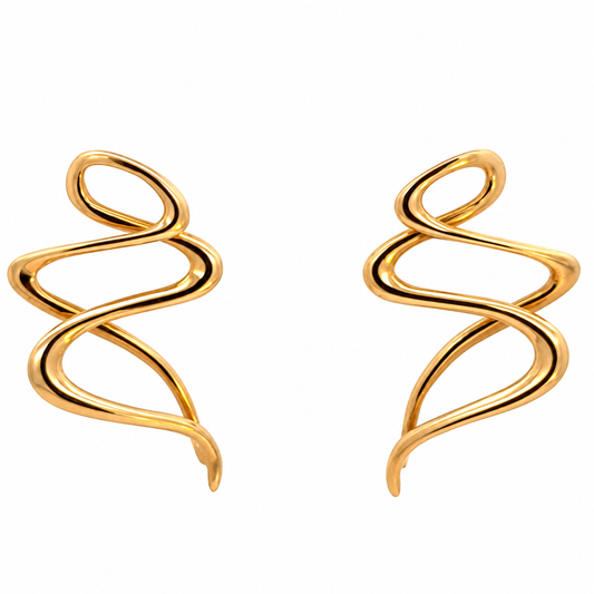 14K Yellow Gold Sculptural Ribbon Earrings