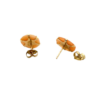 Petite Cameo Shell Earrings in Yellow Gold