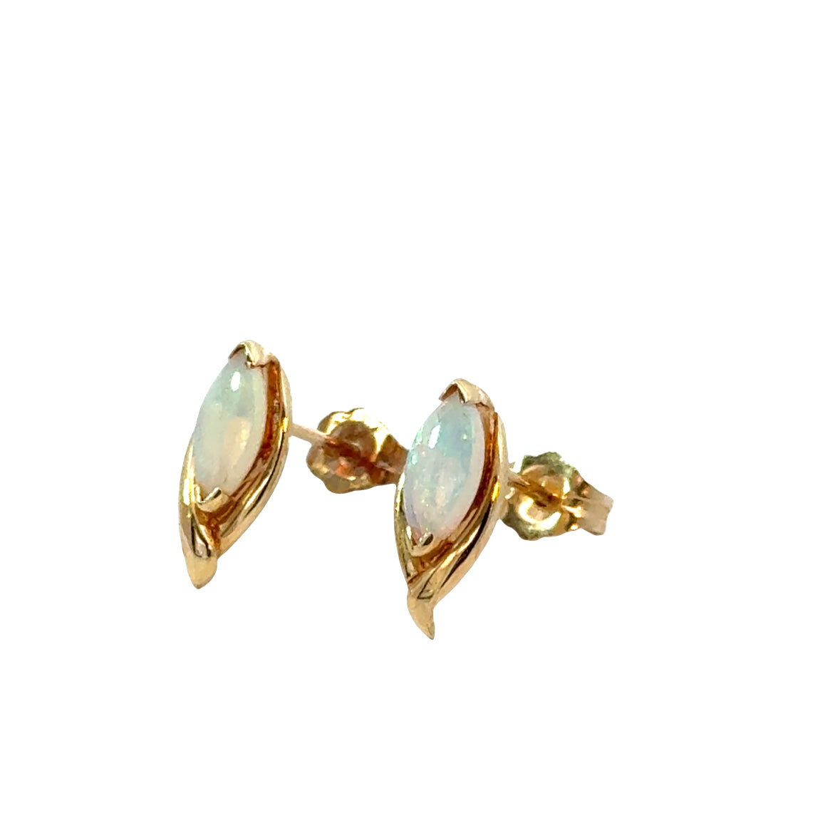 Marquise Opal Post Earrings in 14K Gold