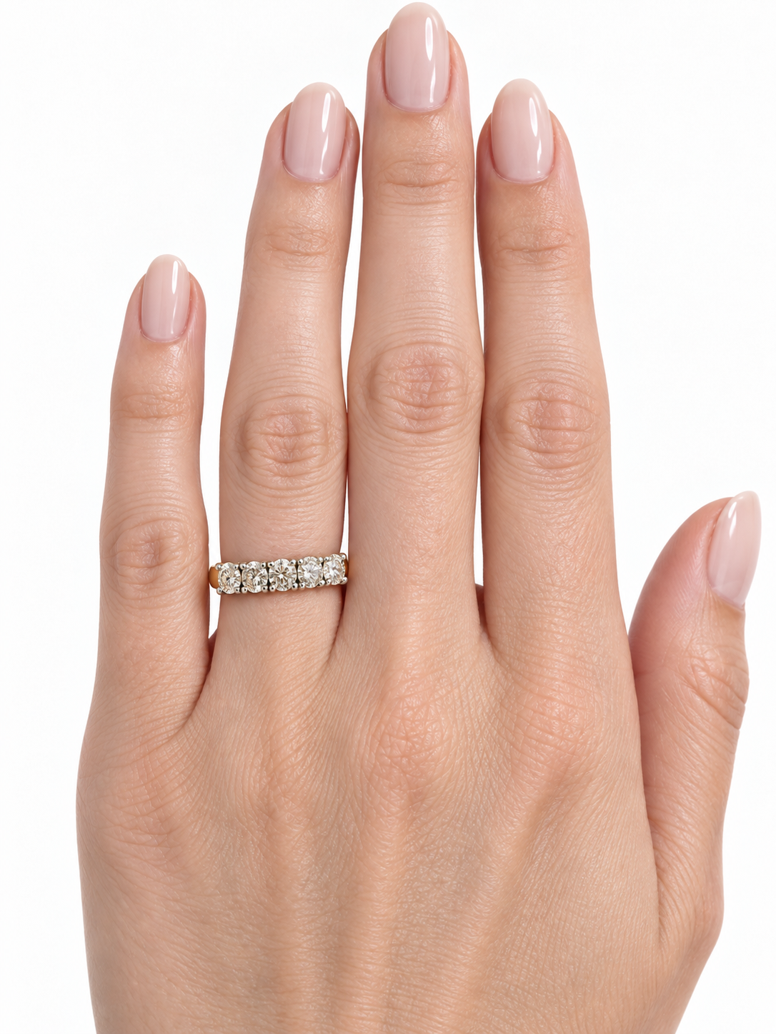 14K Two-Tone Gold Five-Diamond Band