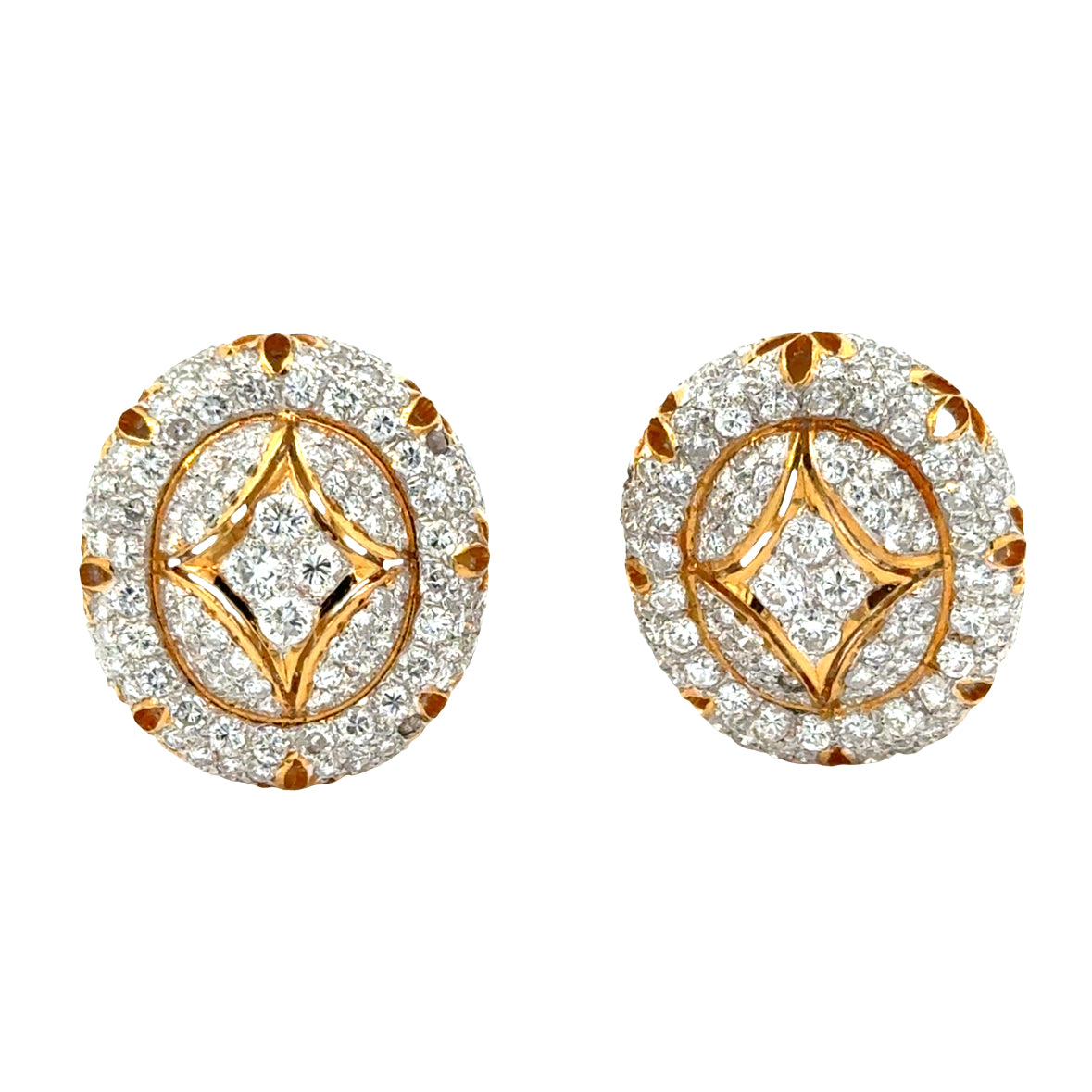 Luxury Oval Diamond Earrings in 18K Yellow Gold