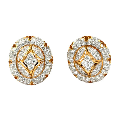 Luxury Oval Diamond Earrings in 18K Yellow Gold