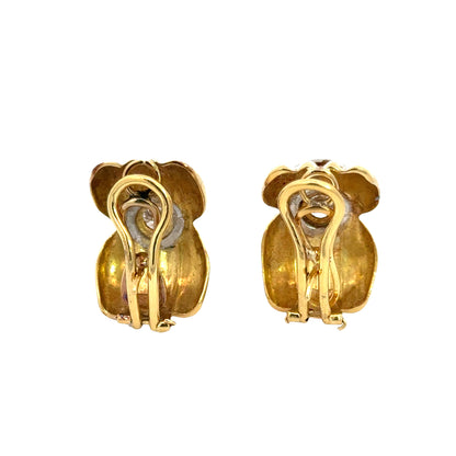 Vintage 18K Yellow Gold Diamond Half Hoop Earrings – 1960s