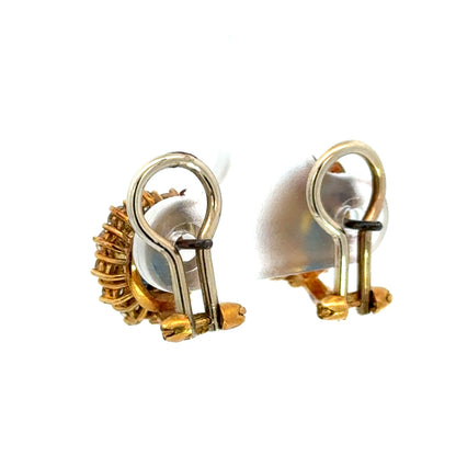 Oval Blue Sapphire & Diamond Earrings – 18K Two Tone Gold