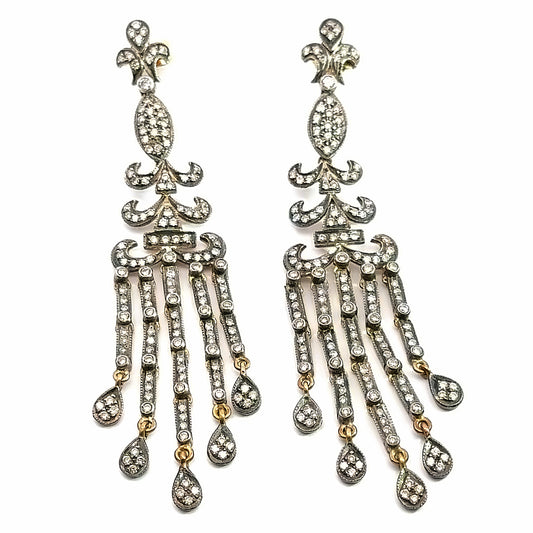 18K Yellow Gold Diamond Chandelier Earrings