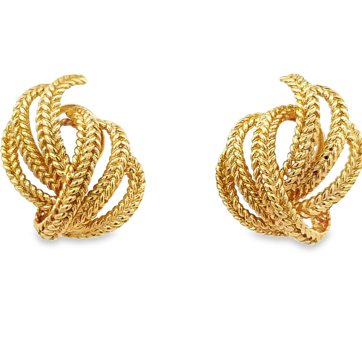 14K Yellow Gold Pleated Wave Clip-On Earrings