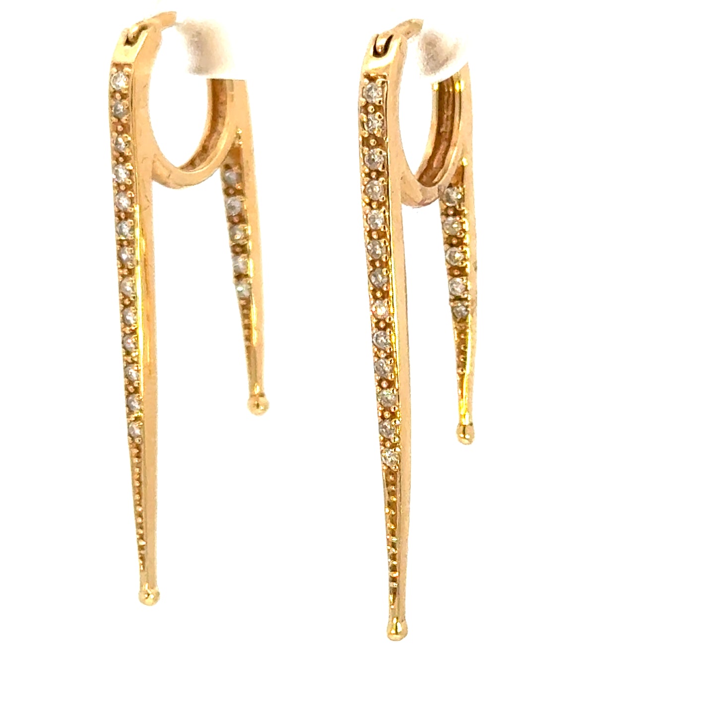 Front-to-Back Diamond Dangle Earrings | 14K Gold Modern Linear Design