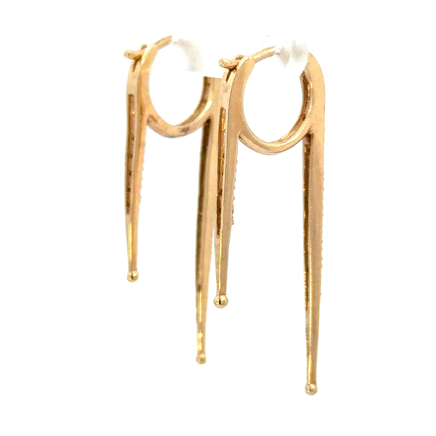 Front-to-Back Diamond Dangle Earrings | 14K Gold Modern Linear Design