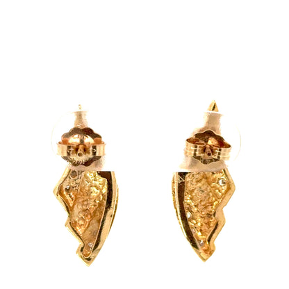 14K Yellow & White Gold Diamond Wave Earrings
