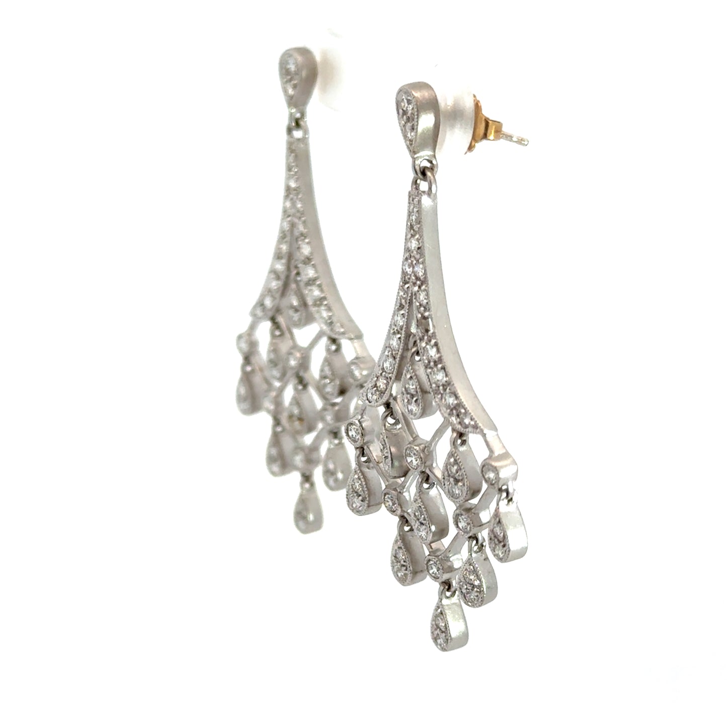 18K White Gold Diamond Chandelier Earrings