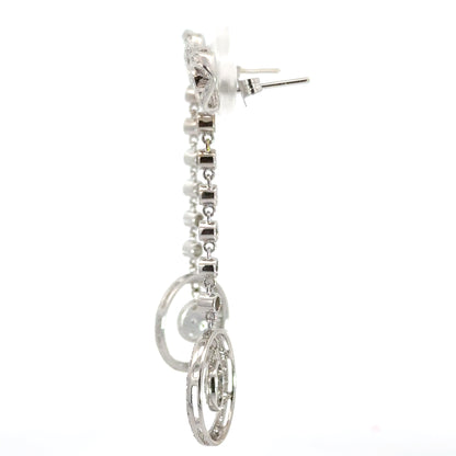 18K White Gold Diamond Bow Drop Earrings