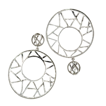 18K White Gold Large Diamond Openwork Drop Earrings
